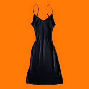 Quince 100% Washable Silk Midi Slip Dress Black XS